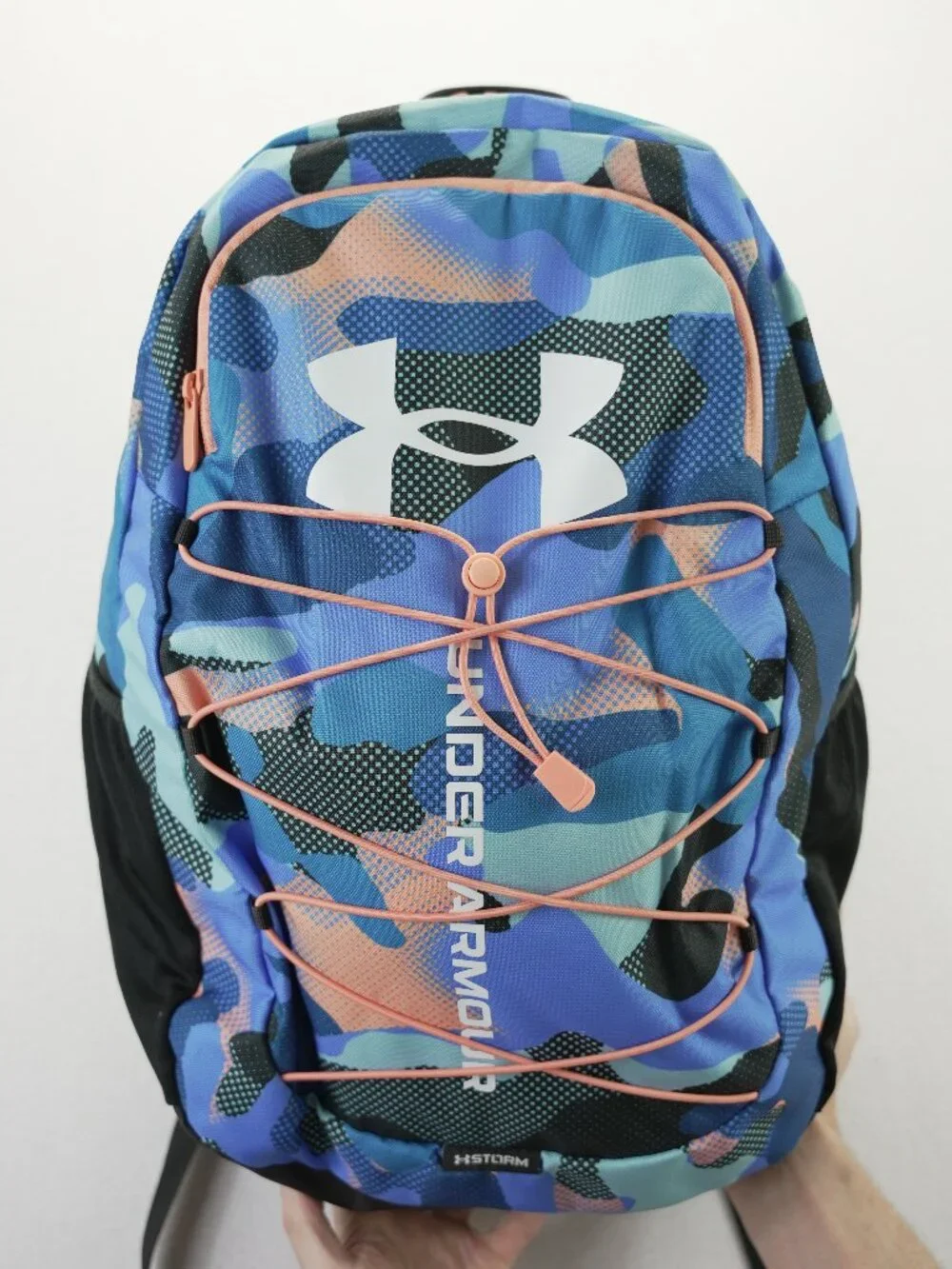 Under Armour UA Backpack Storm Blue Camouflage/ Peach School Hiking‎